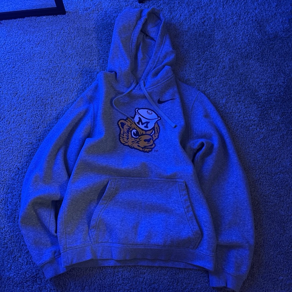 Nike Gray Hoodie with Michigan bear Logo